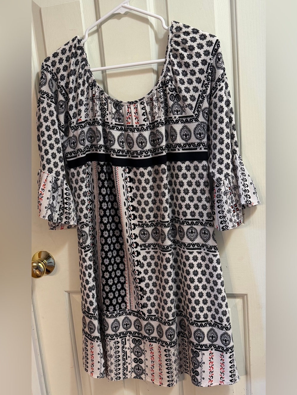 Want and Need Boho Chic Bell Sleeve Peasant Dress | Bohemian Festival Travel | M